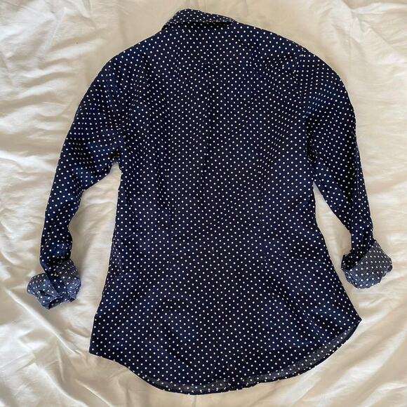 NWOT Ralph Lauren Non Iron button up Navy blue polka dot Ralph shirt - Picture 3 of 7